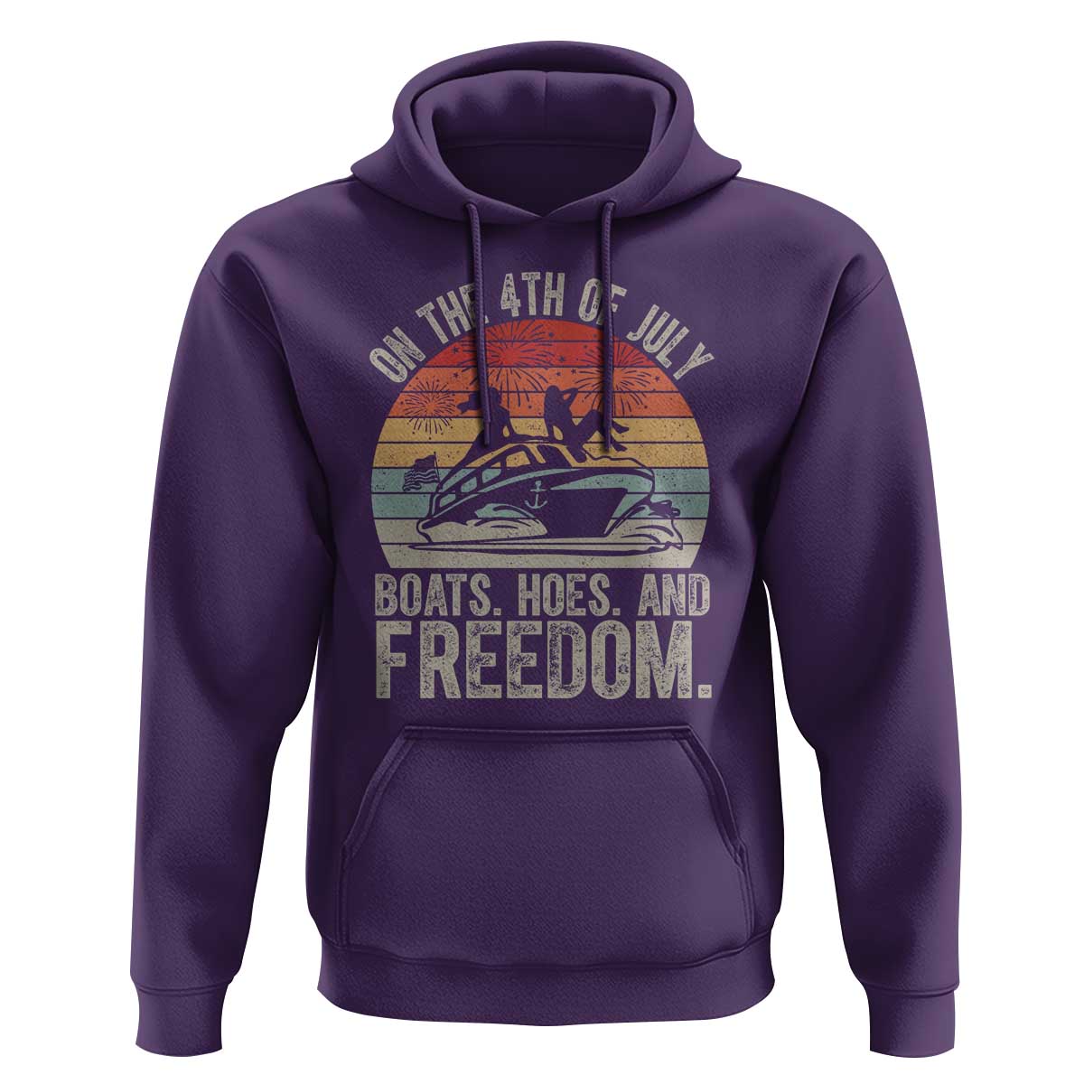 Funny On The 4th Of July Boats Hoes And Freedom Hoodie - Wonder Print Shop