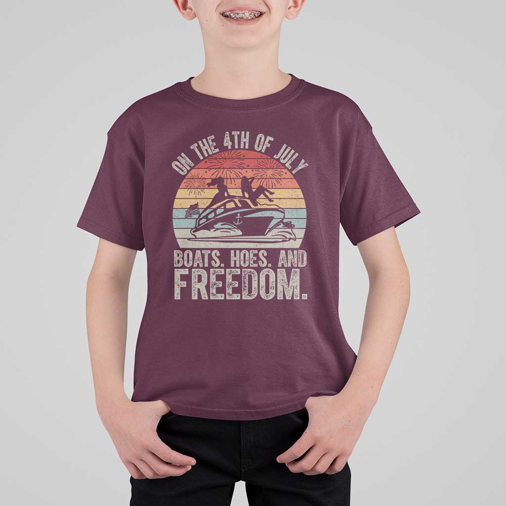 Funny On The 4th Of July Boats Hoes And Freedom T Shirt For Kid - Wonder Print Shop