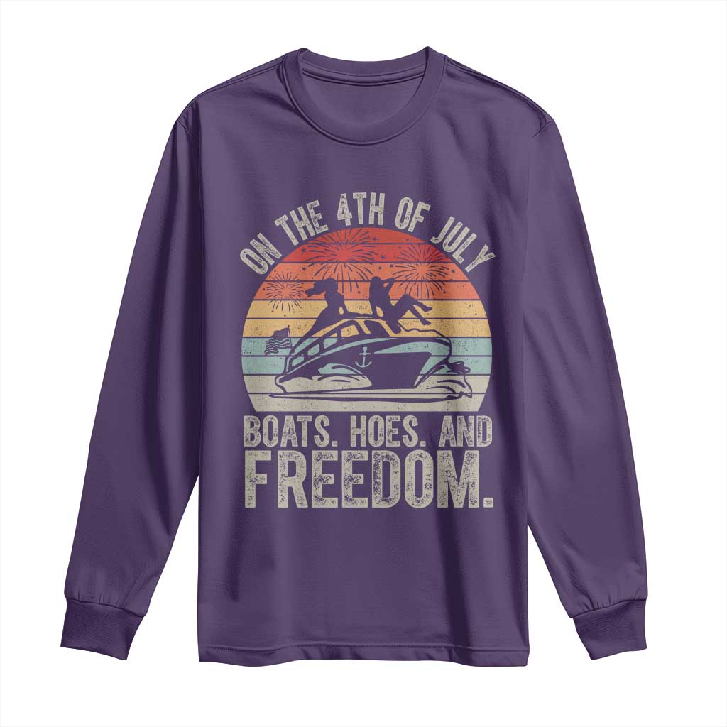 Funny On The 4th Of July Boats Hoes And Freedom Long Sleeve Shirt - Wonder Print Shop