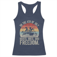 Funny On The 4th Of July Boats Hoes And Freedom Racerback Tank Top - Wonder Print Shop
