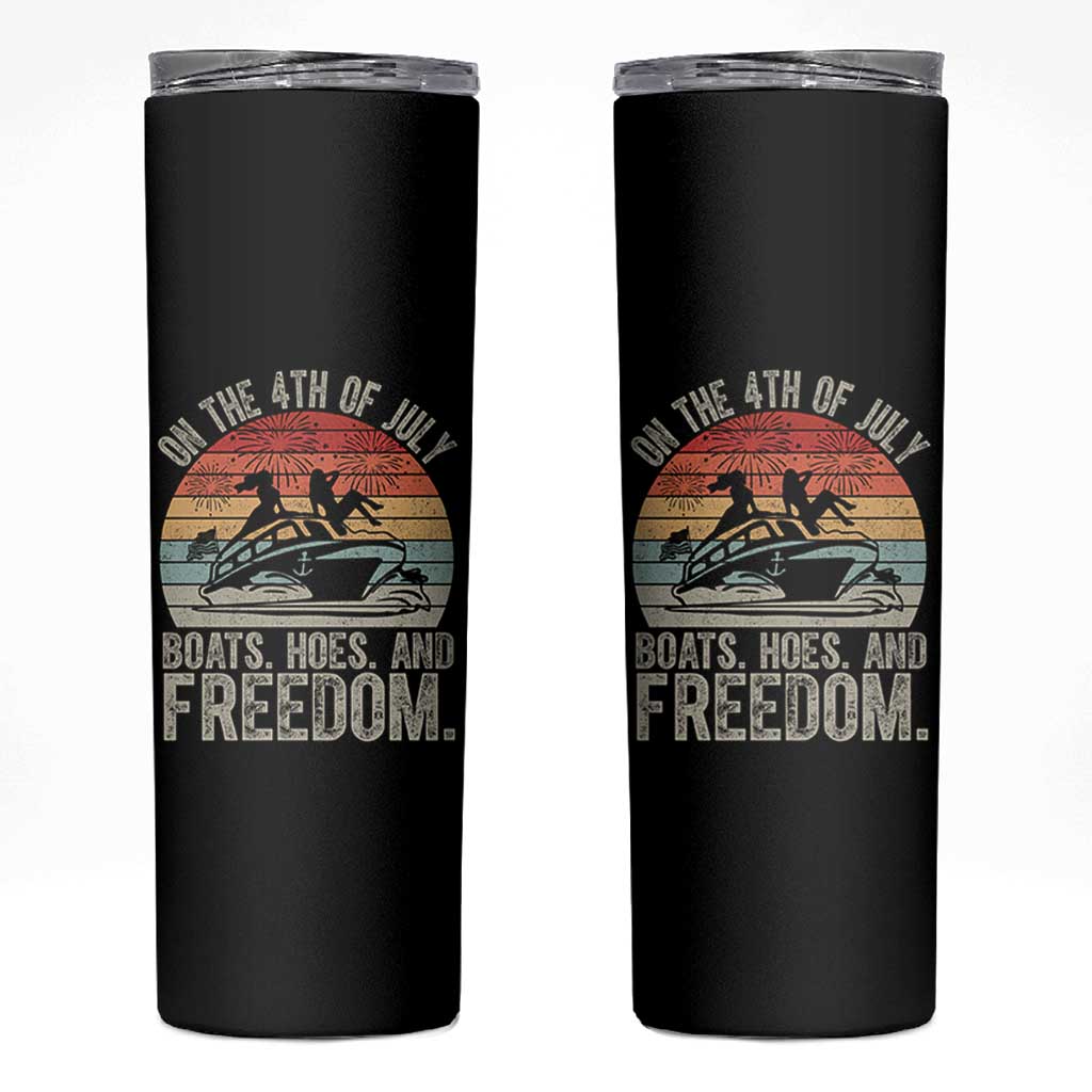 Funny On The 4th Of July Boats Hoes And Freedom Skinny Tumbler - Wonder Print Shop