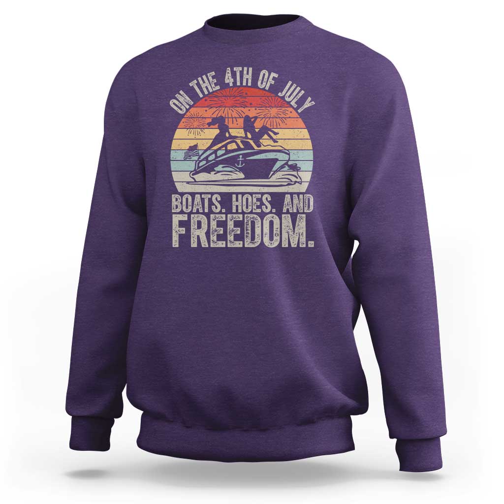 Funny On The 4th Of July Boats Hoes And Freedom Sweatshirt - Wonder Print Shop