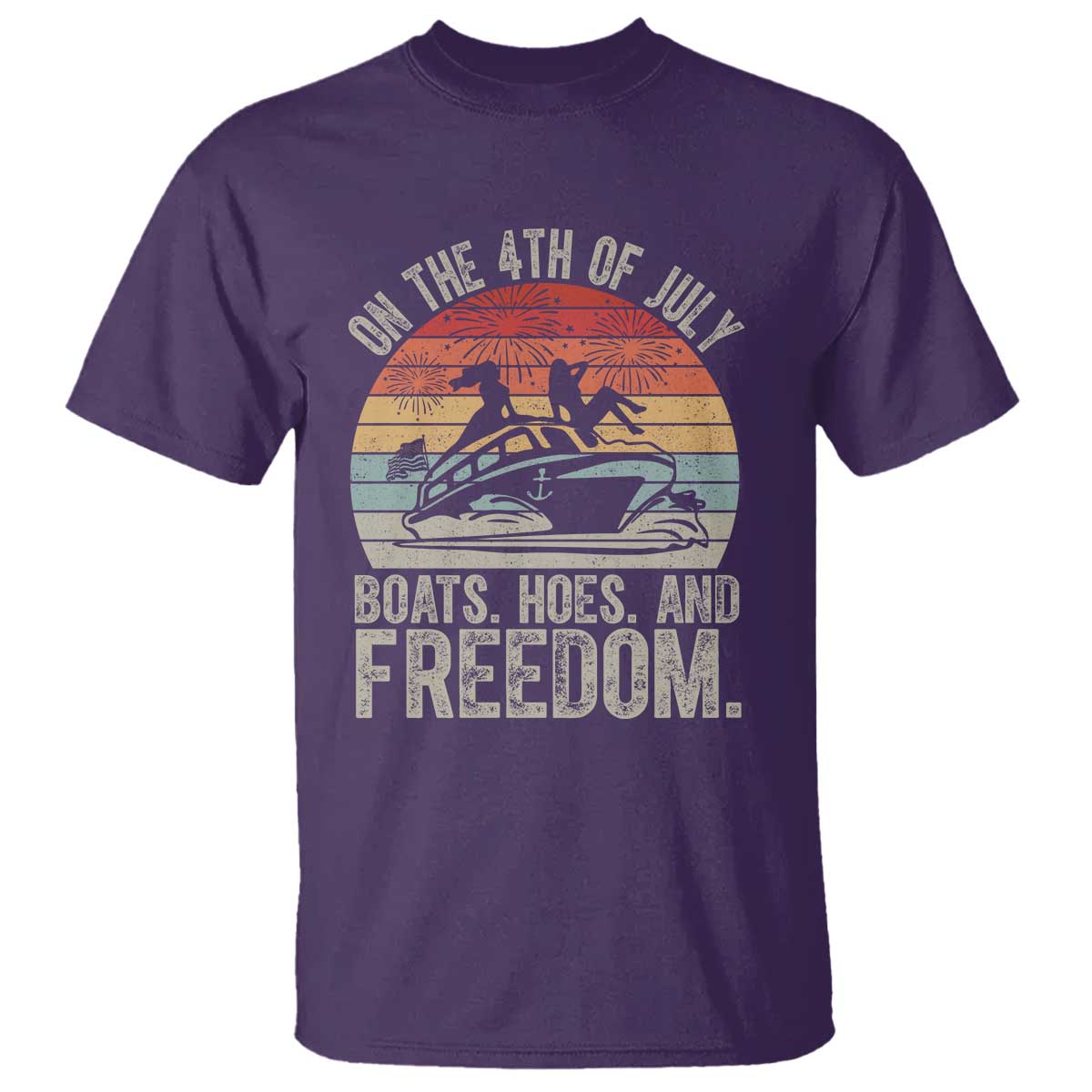 Funny On The 4th Of July Boats Hoes And Freedom T Shirt - Wonder Print Shop