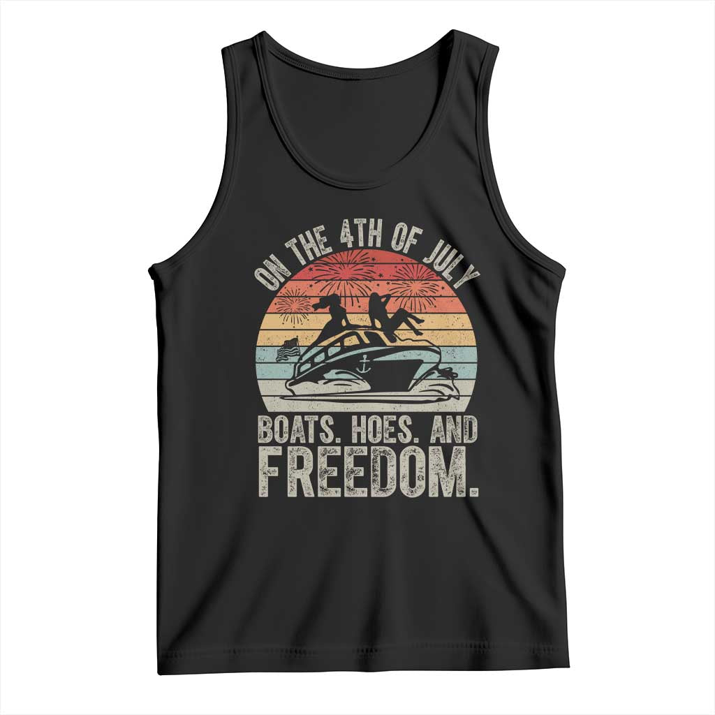 Funny On The 4th Of July Boats Hoes And Freedom Tank Top - Wonder Print Shop