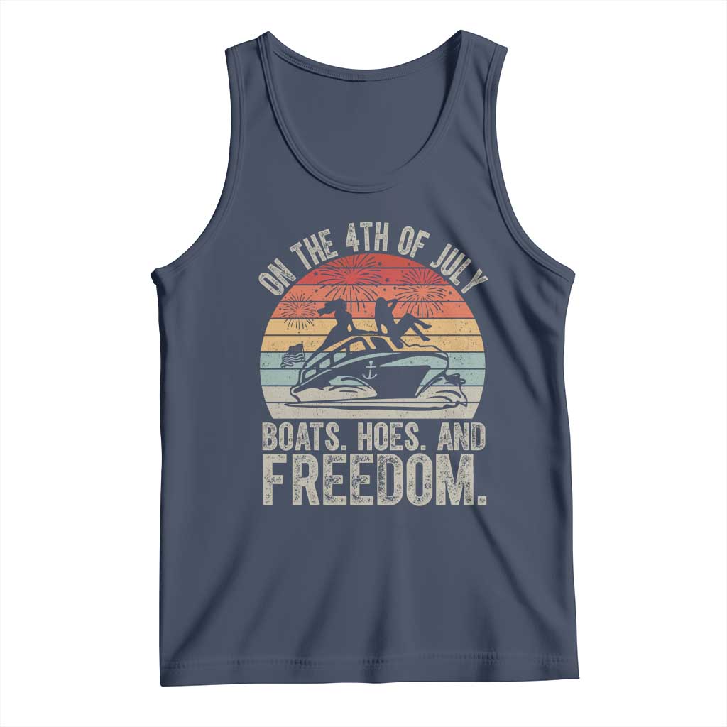 Funny On The 4th Of July Boats Hoes And Freedom Tank Top - Wonder Print Shop