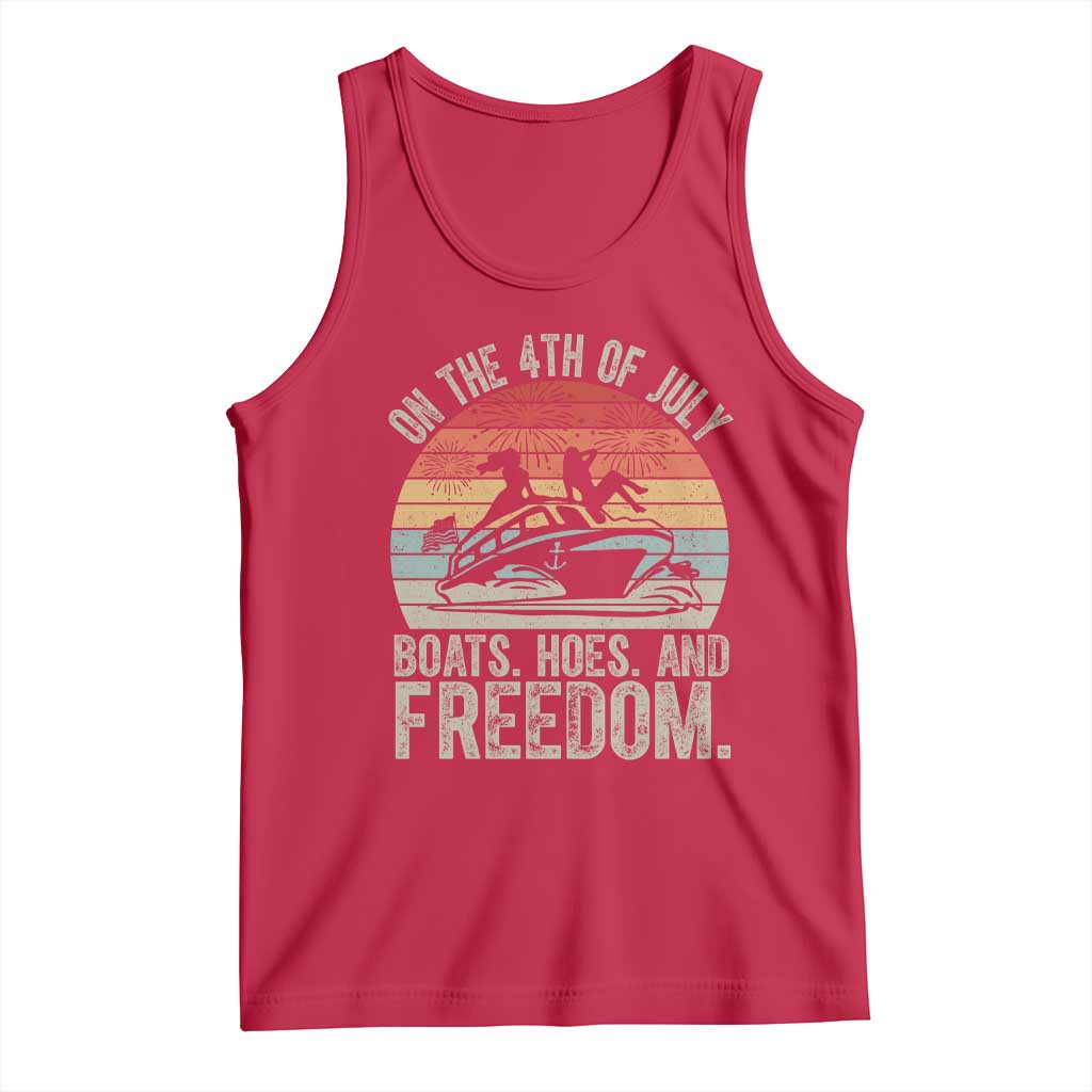 Funny On The 4th Of July Boats Hoes And Freedom Tank Top - Wonder Print Shop