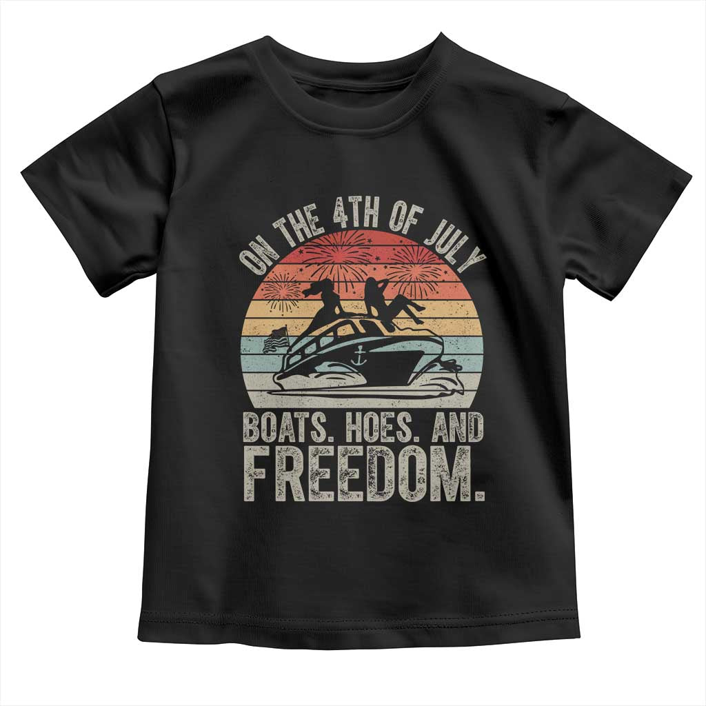 Funny On The 4th Of July Boats Hoes And Freedom Toddler T Shirt - Wonder Print Shop