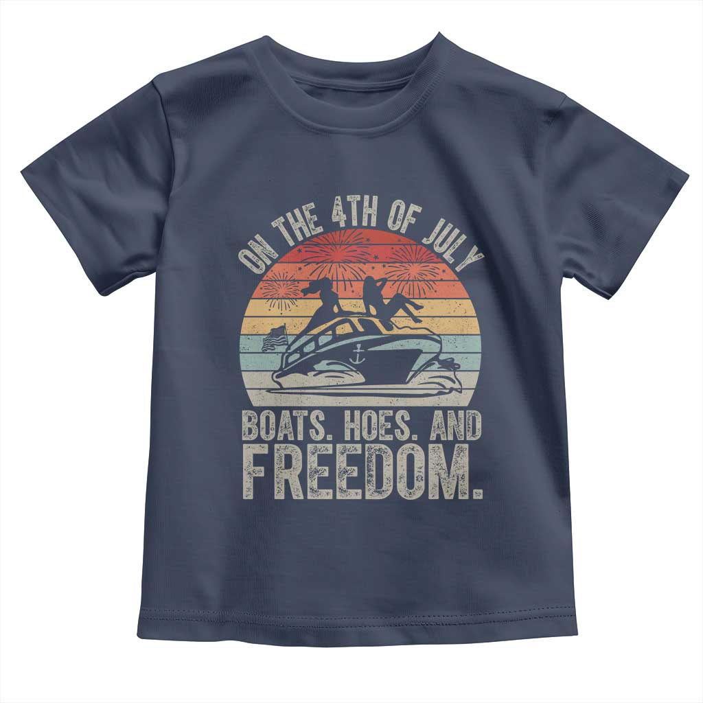 Funny On The 4th Of July Boats Hoes And Freedom Toddler T Shirt - Wonder Print Shop