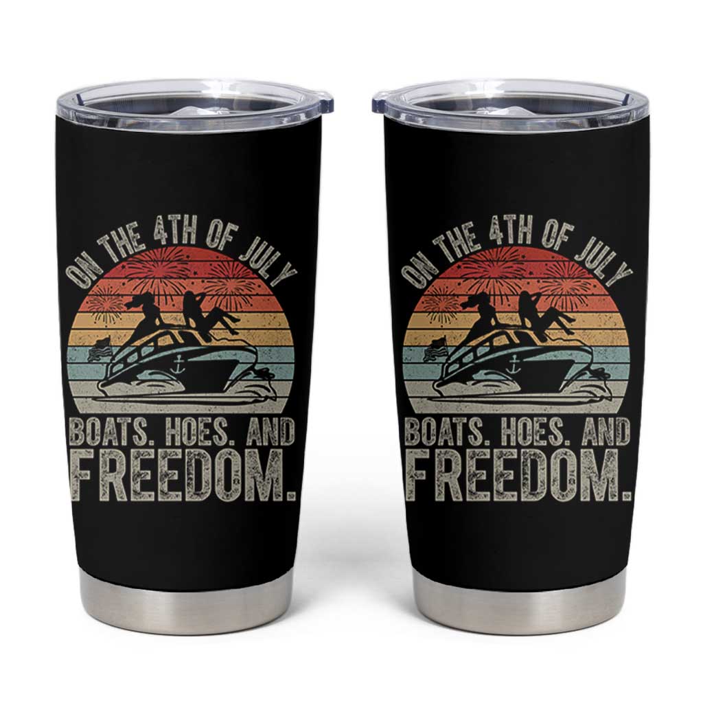 Funny On The 4th Of July Boats Hoes And Freedom Tumbler Cup - Wonder Print Shop