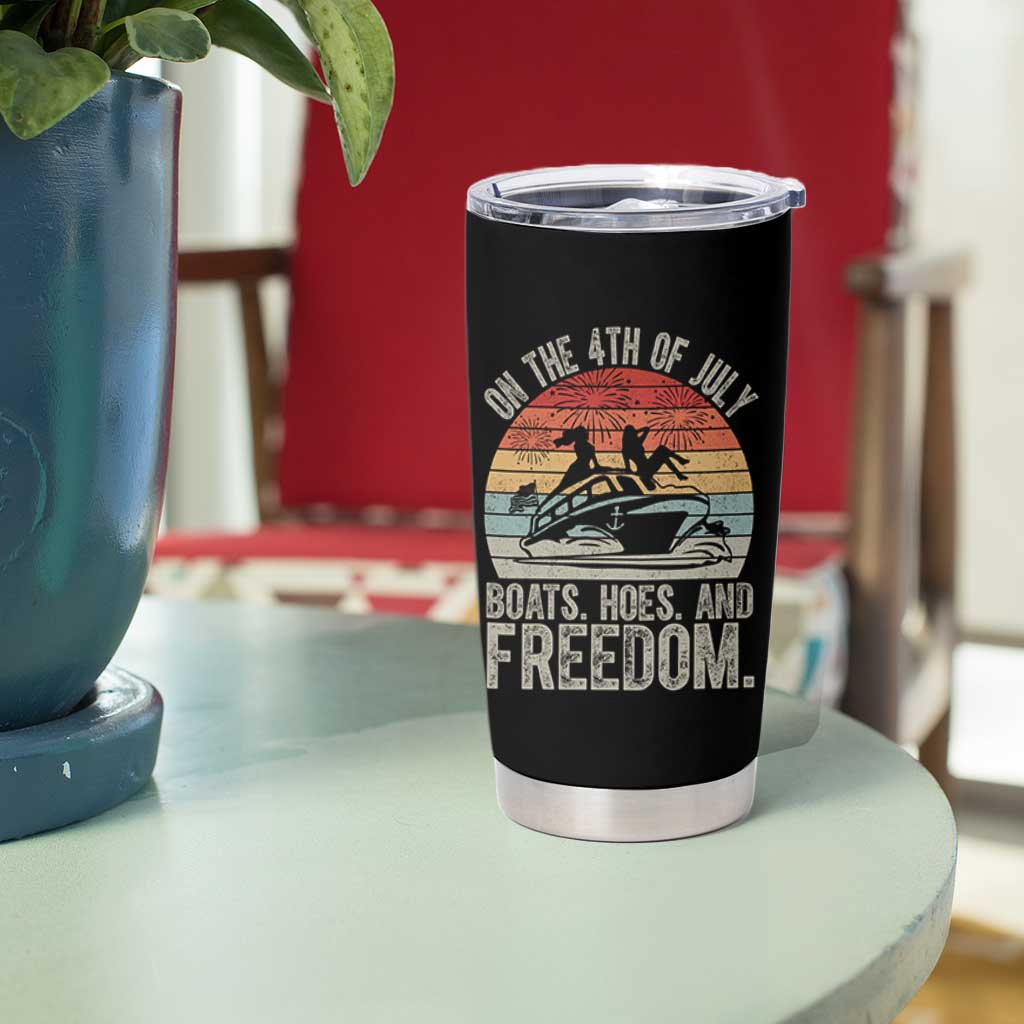 Funny On The 4th Of July Boats Hoes And Freedom Tumbler Cup - Wonder Print Shop