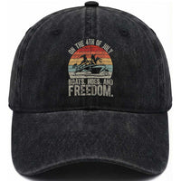 Funny On The 4th Of July Boats Hoes And Freedom Washed Cotton Baseball Cap