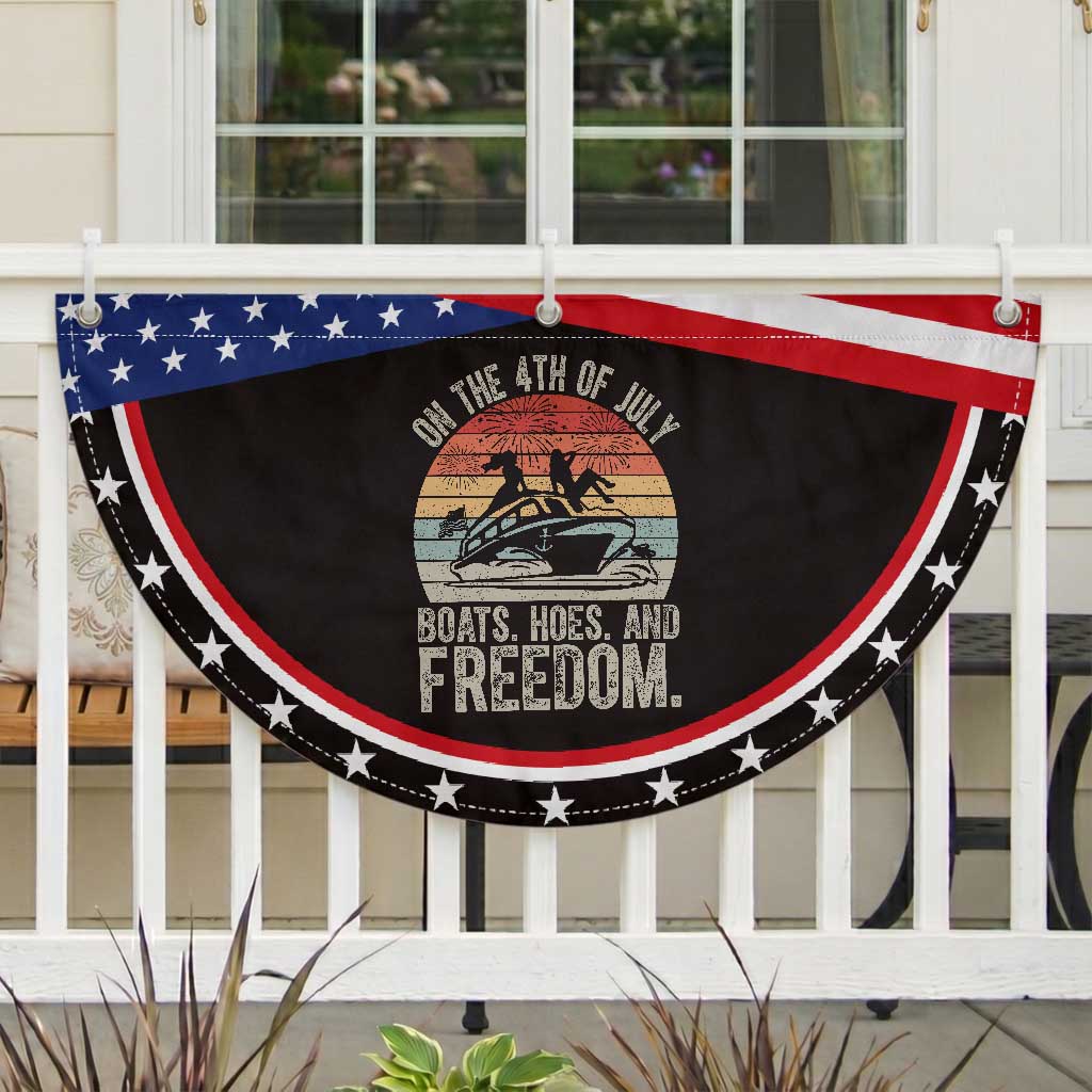 Funny On The 4th Of July Boats Hoes And Freedom Patriotic Fan Flag