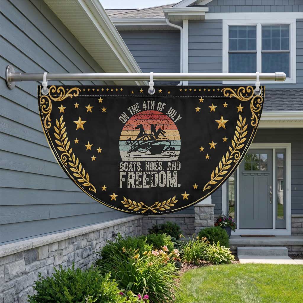 Funny On The 4th Of July Boats Hoes And Freedom Patriotic Fan Flag