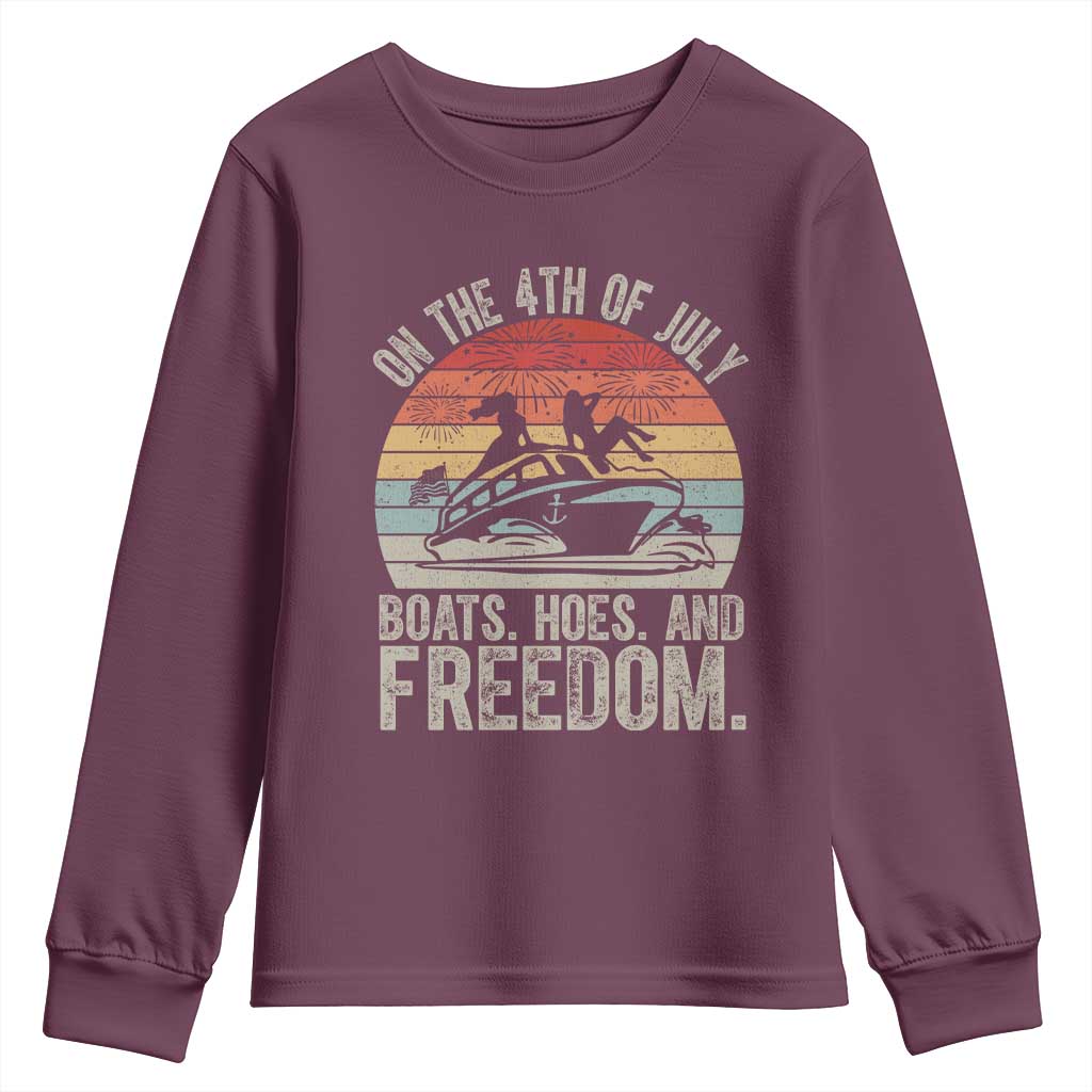Funny On The 4th Of July Boats Hoes And Freedom Youth Sweatshirt - Wonder Print Shop