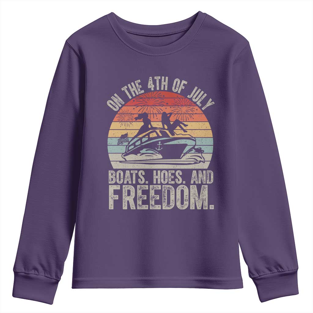 Funny On The 4th Of July Boats Hoes And Freedom Youth Sweatshirt - Wonder Print Shop