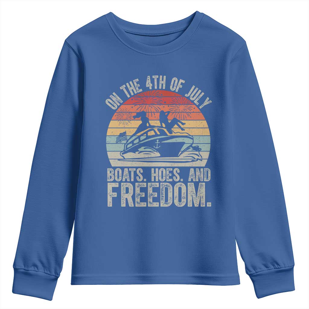 Funny On The 4th Of July Boats Hoes And Freedom Youth Sweatshirt - Wonder Print Shop