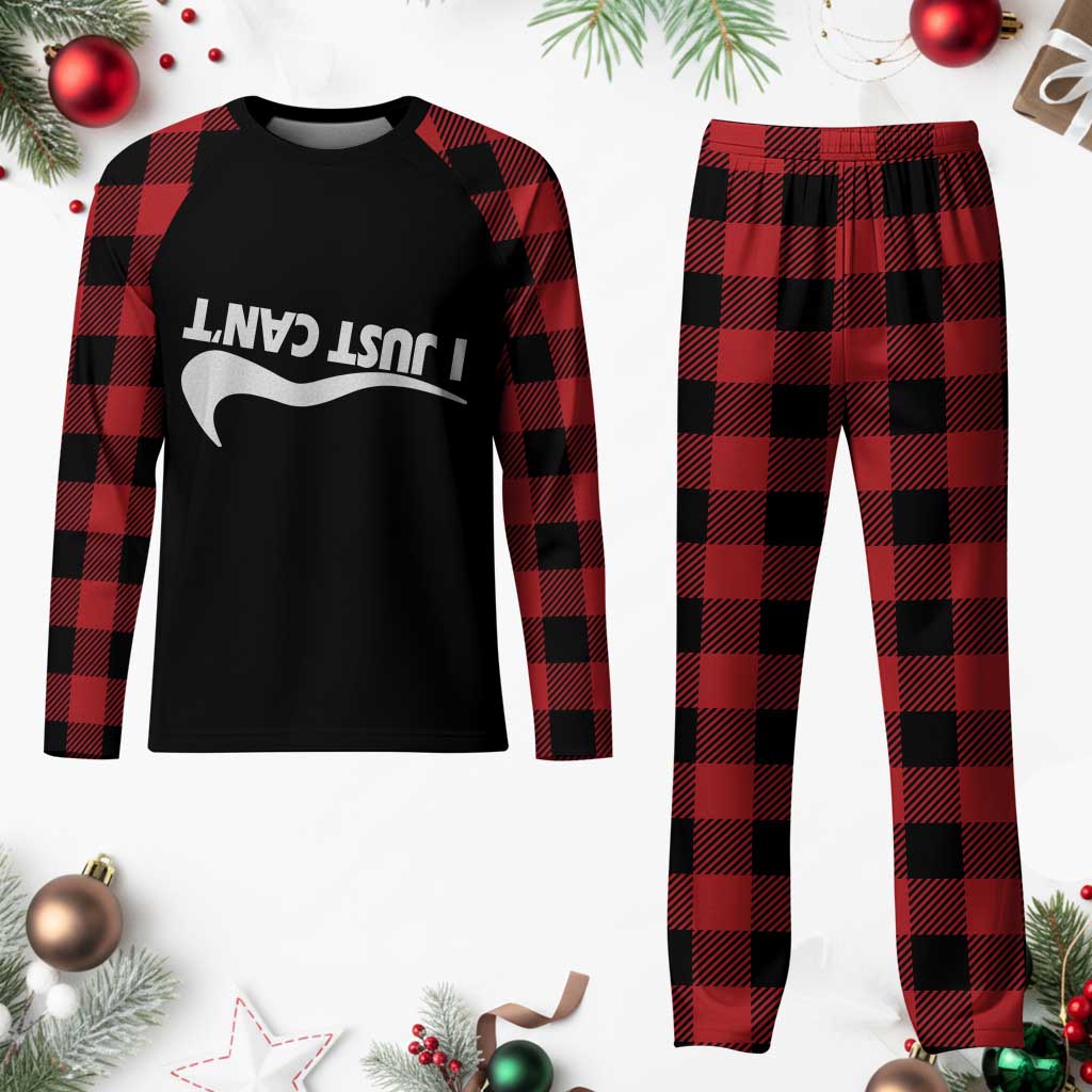 Funny I Just Cant Plaid Pajama Set Sarcastic Motivation Con Baffo - Wonder Print Shop