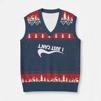 Funny I Just Cant V-Neck Knit Sweater Vest Sarcastic Motivation Con Baffo - Wonder Print Shop