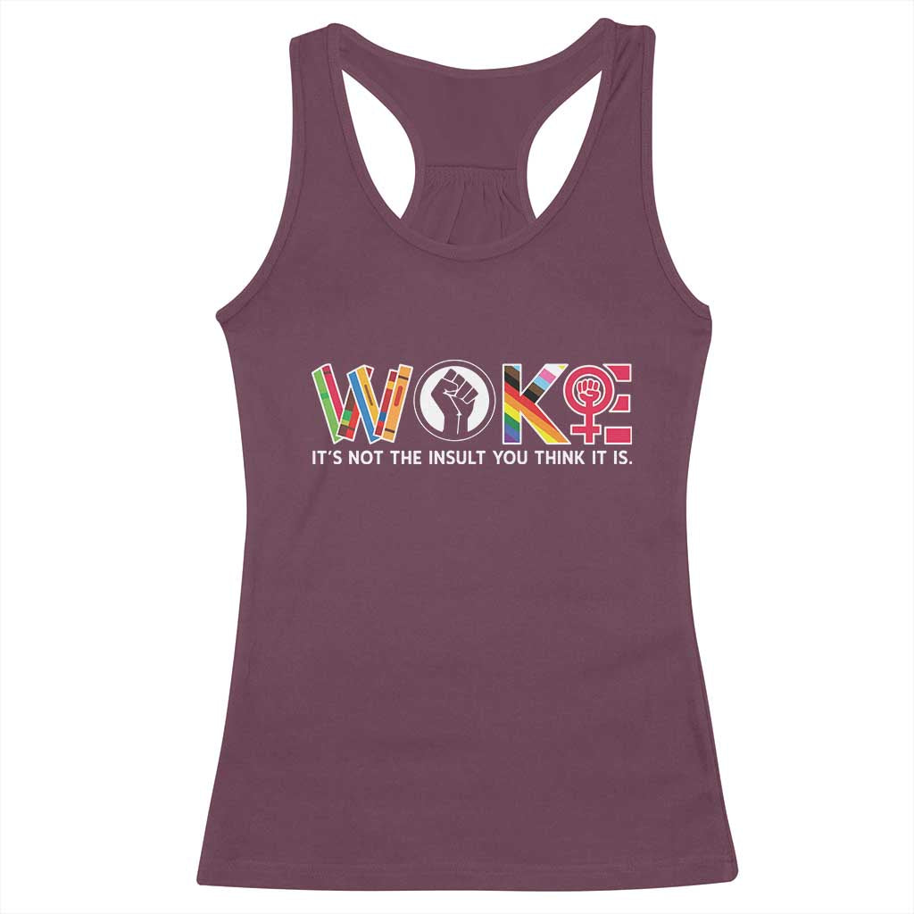 Woke It's Not The Insult You Think It Is Racerback Tank Top Feminist Social Justice - Wonder Print Shop