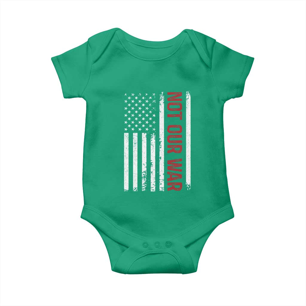 Not Our War Vintage American Flag Baby Onesie Pacifists Peace - Wonder Print Shop