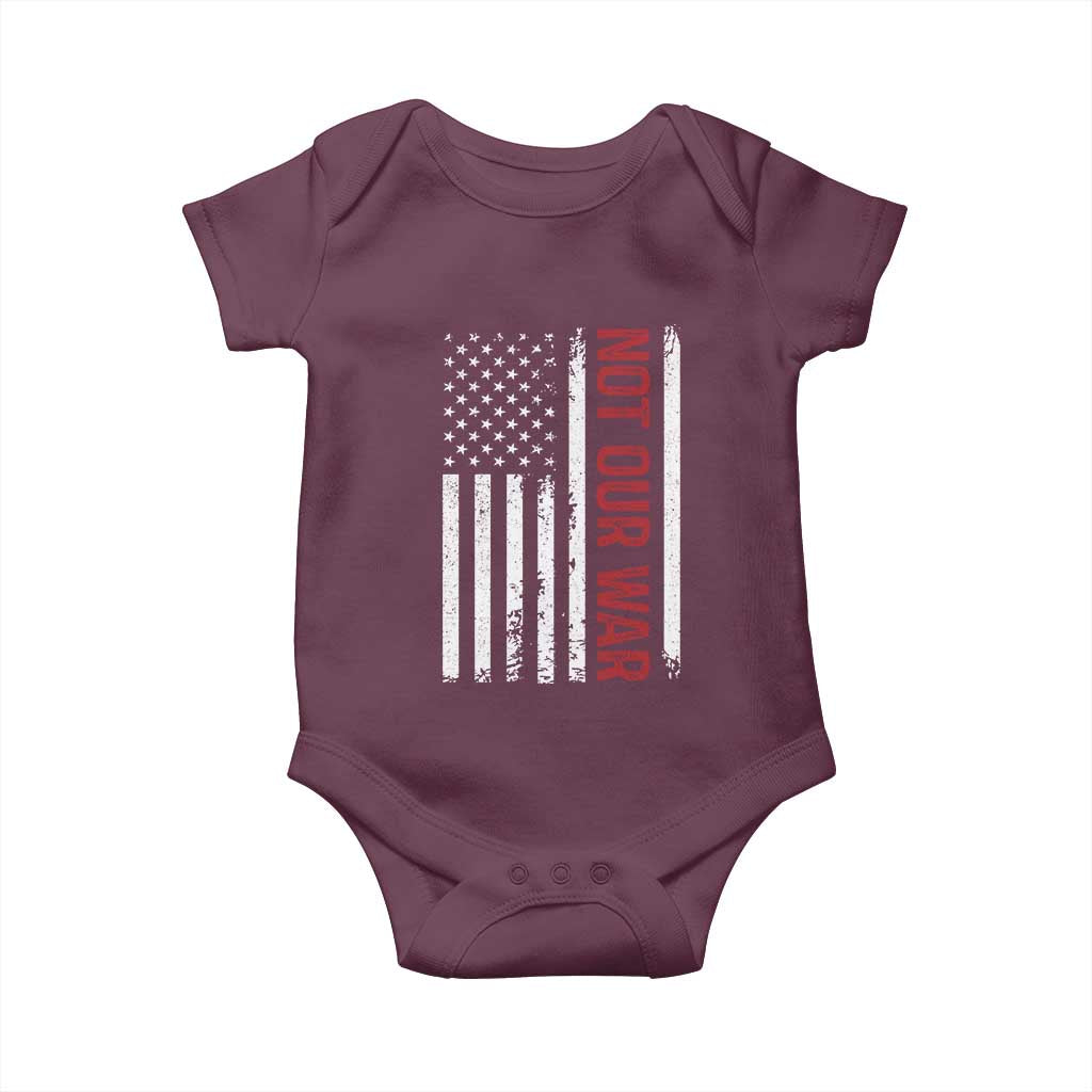 Not Our War Vintage American Flag Baby Onesie Pacifists Peace - Wonder Print Shop