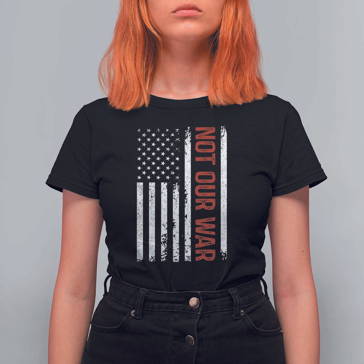 Not Our War Vintage American Flag T Shirt For Women Pacifists Peace - Wonder Print Shop