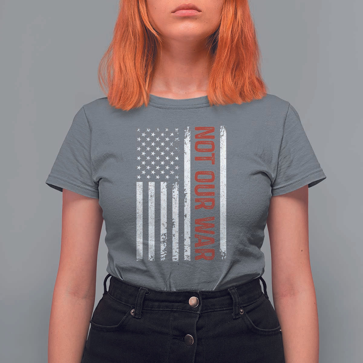 Not Our War Vintage American Flag T Shirt For Women Pacifists Peace - Wonder Print Shop