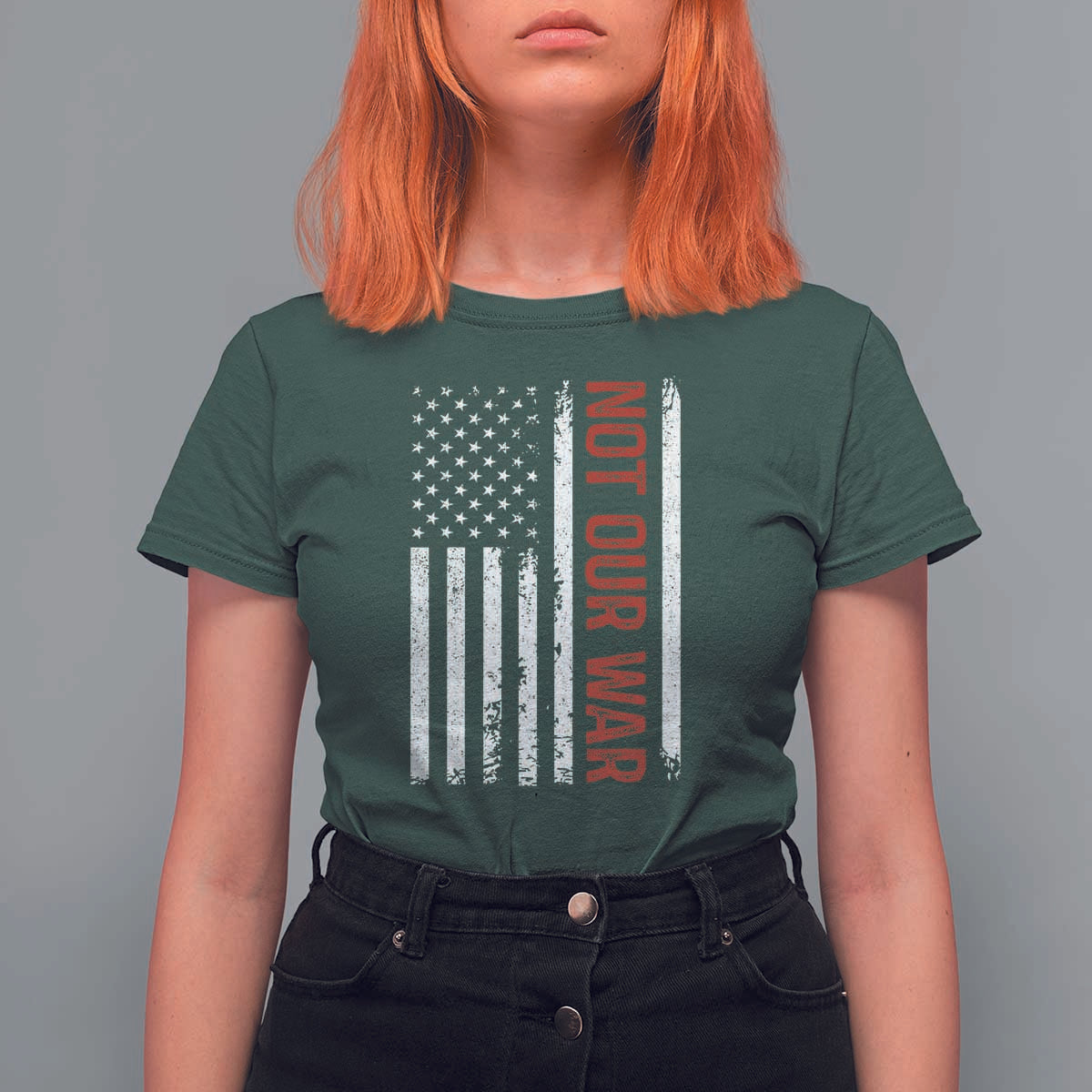 Not Our War Vintage American Flag T Shirt For Women Pacifists Peace - Wonder Print Shop