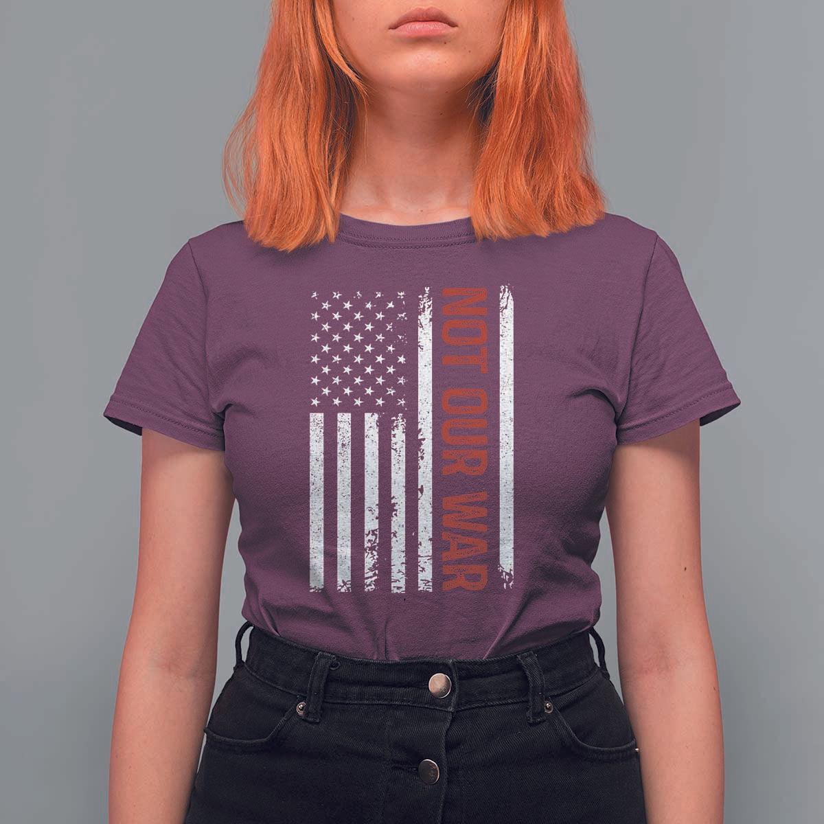 Not Our War Vintage American Flag T Shirt For Women Pacifists Peace - Wonder Print Shop