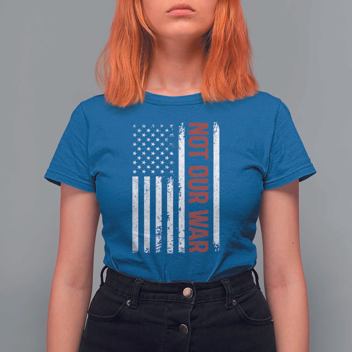 Not Our War Vintage American Flag T Shirt For Women Pacifists Peace - Wonder Print Shop