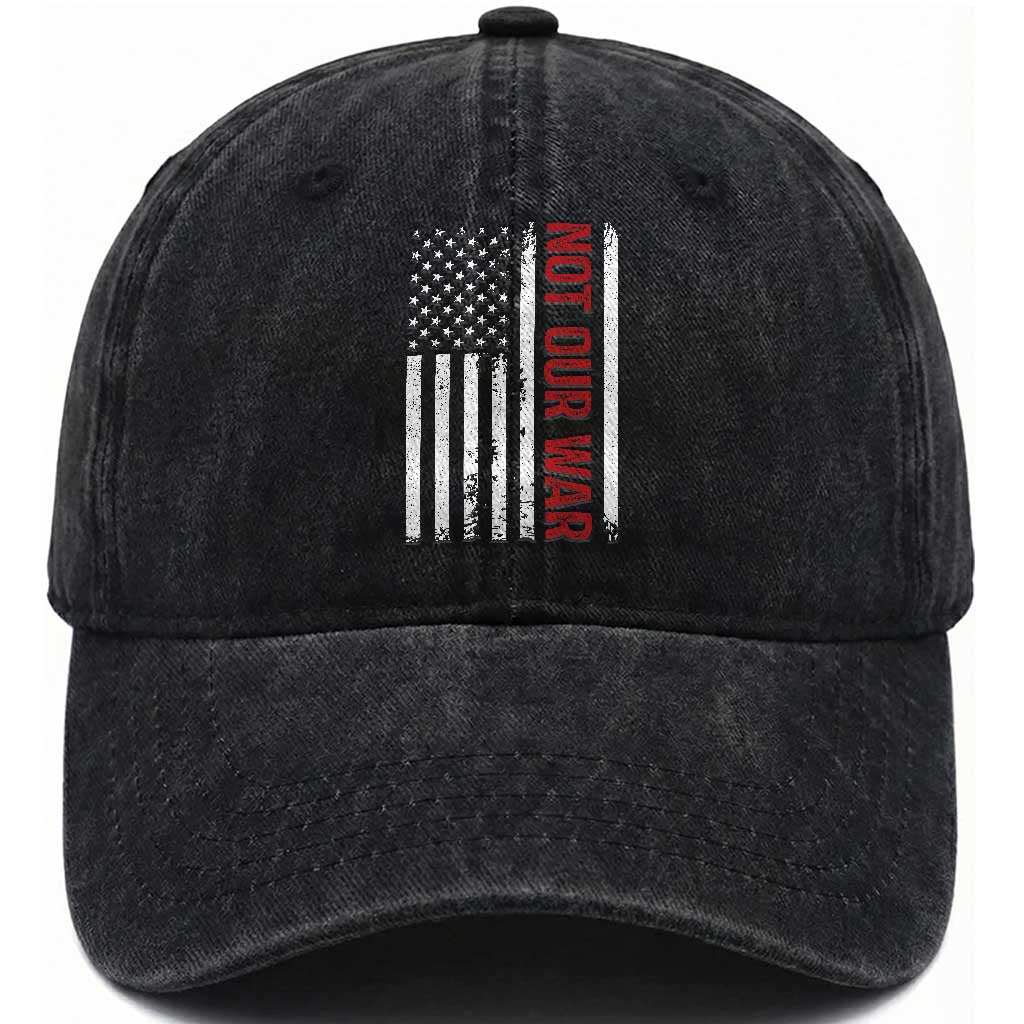 Not Our War Vintage American Flag Washed Cotton Baseball Cap Pacifists Peace