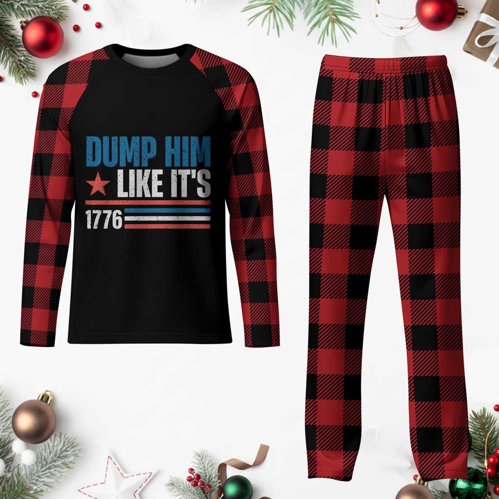 Funny Dump Him Like It's 1776 Plaid Pajama Set Star And Stripes - Wonder Print Shop