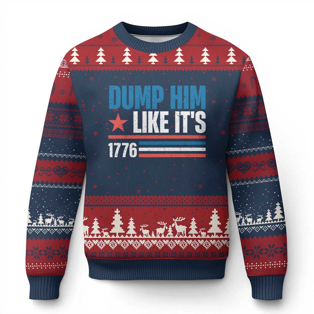 Funny Dump Him Like It's 1776 Ugly Christmas Sweater Star And Stripes - Wonder Print Shop
