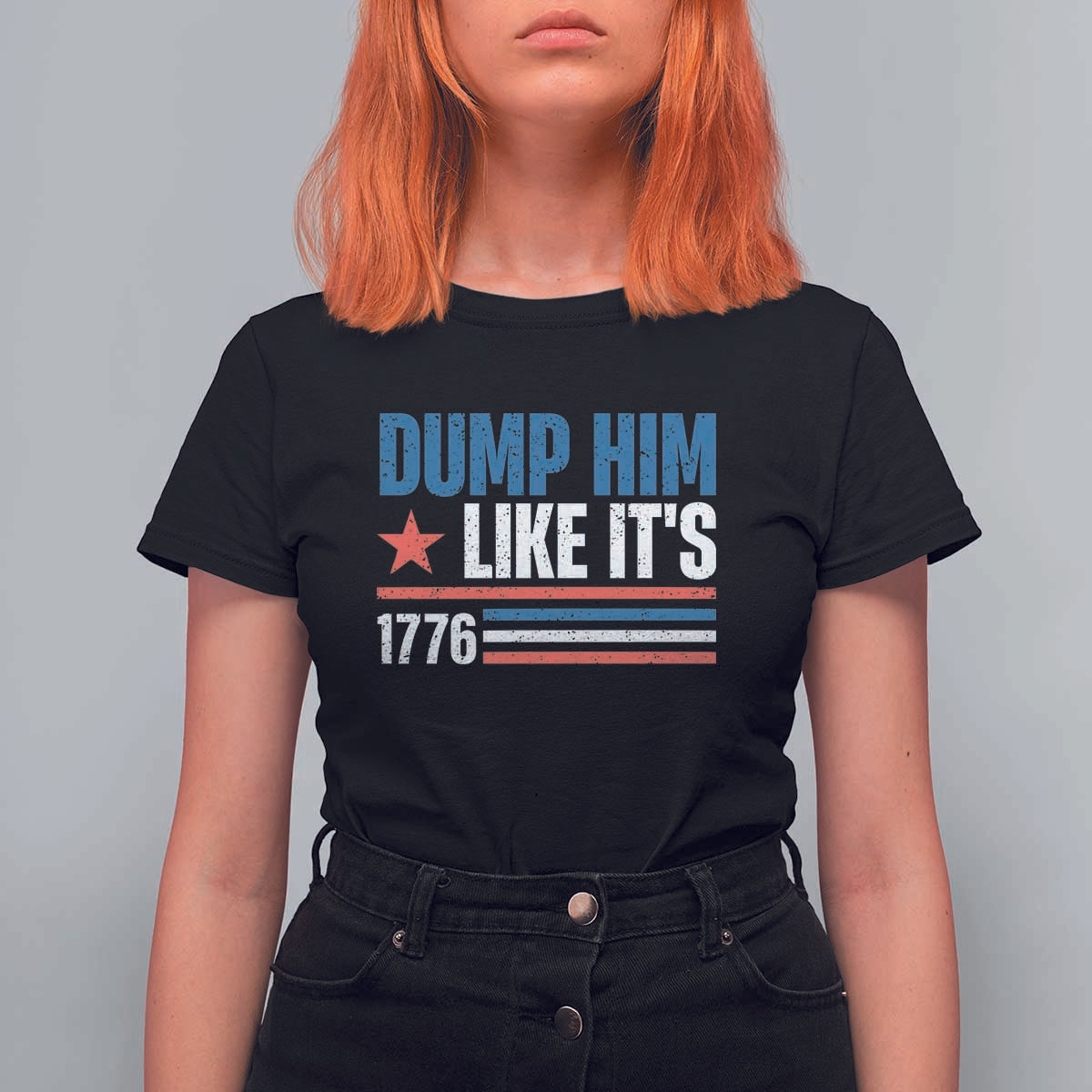 Funny Dump Him Like It's 1776 T Shirt For Women Star And Stripes - Wonder Print Shop