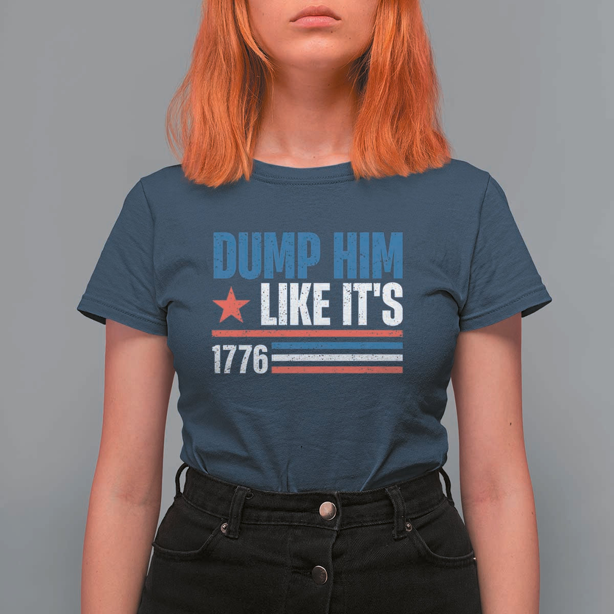 Funny Dump Him Like It's 1776 T Shirt For Women Star And Stripes - Wonder Print Shop