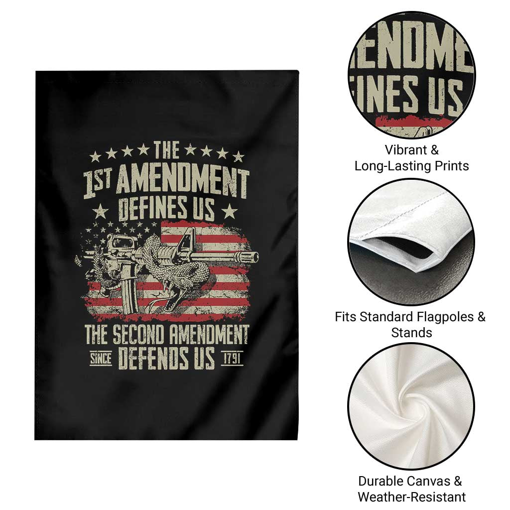 The 1st Amendment Defines Us The Second Defends Us Since 1791 Garden Flag Vintage American Flag - Wonder Print Shop