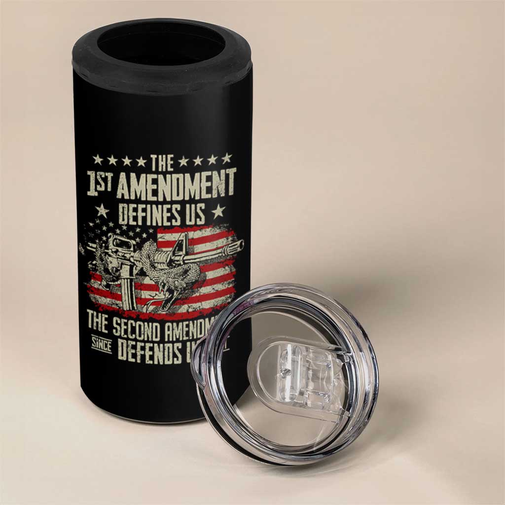 The 1st Amendment Defines Us The Second Defends Us Since 1791 4 in 1 Can Cooler Tumbler Vintage American Flag - Wonder Print Shop