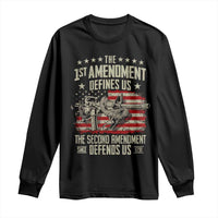 The 1st Amendment Defines Us The Second Defends Us Since 1791 Long Sleeve Shirt Vintage American Flag - Wonder Print Shop