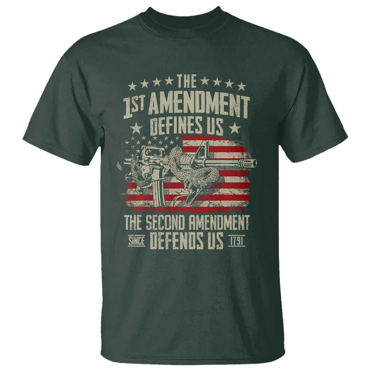 The 1st Amendment Defines Us The Second Defends Us Since 1791 T Shirt Vintage American Flag - Wonder Print Shop