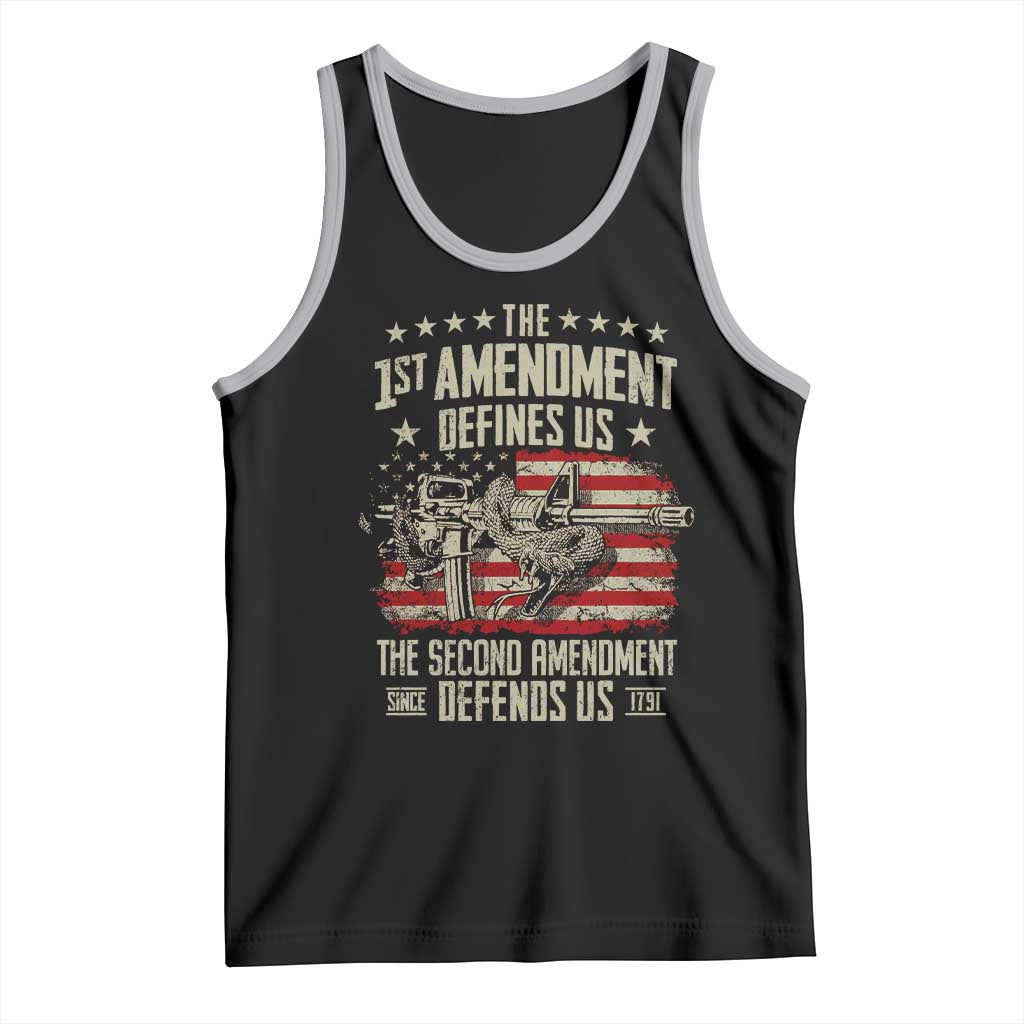 The 1st Amendment Defines Us The Second Defends Us Since 1791 Tank Top Vintage American Flag - Wonder Print Shop