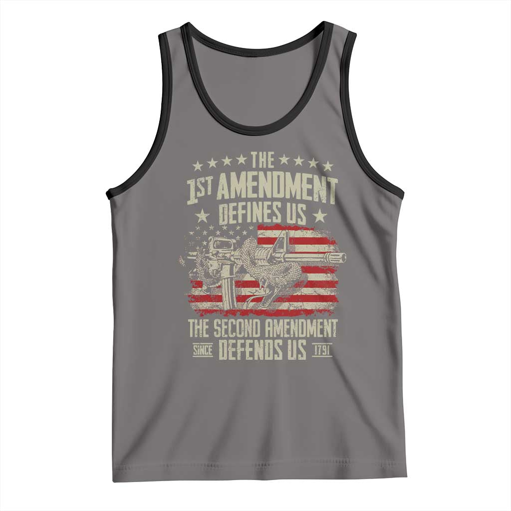 The 1st Amendment Defines Us The Second Defends Us Since 1791 Tank Top Vintage American Flag - Wonder Print Shop