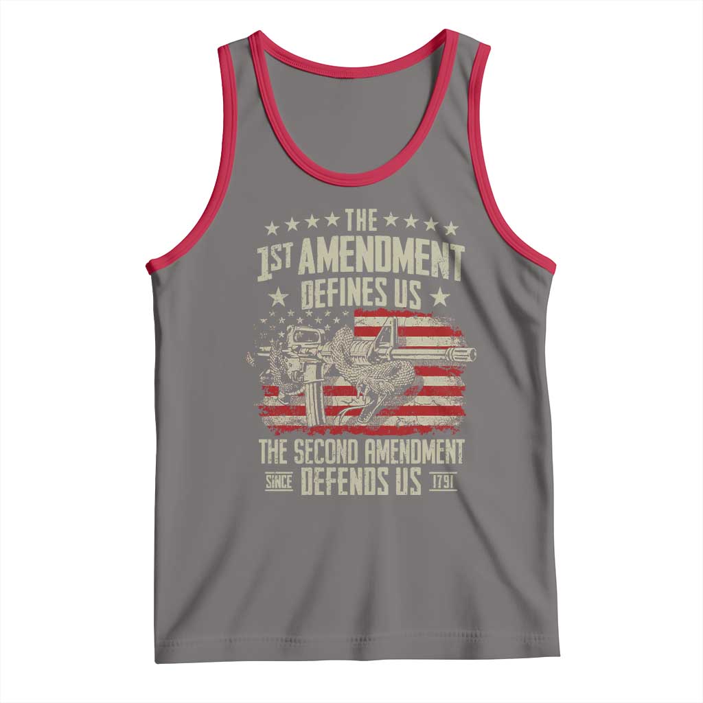 The 1st Amendment Defines Us The Second Defends Us Since 1791 Tank Top Vintage American Flag - Wonder Print Shop