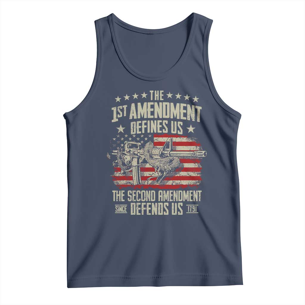 The 1st Amendment Defines Us The Second Defends Us Since 1791 Tank Top Vintage American Flag - Wonder Print Shop