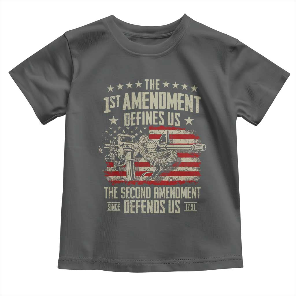 The 1st Amendment Defines Us The Second Defends Us Since 1791 Toddler T Shirt Vintage American Flag - Wonder Print Shop