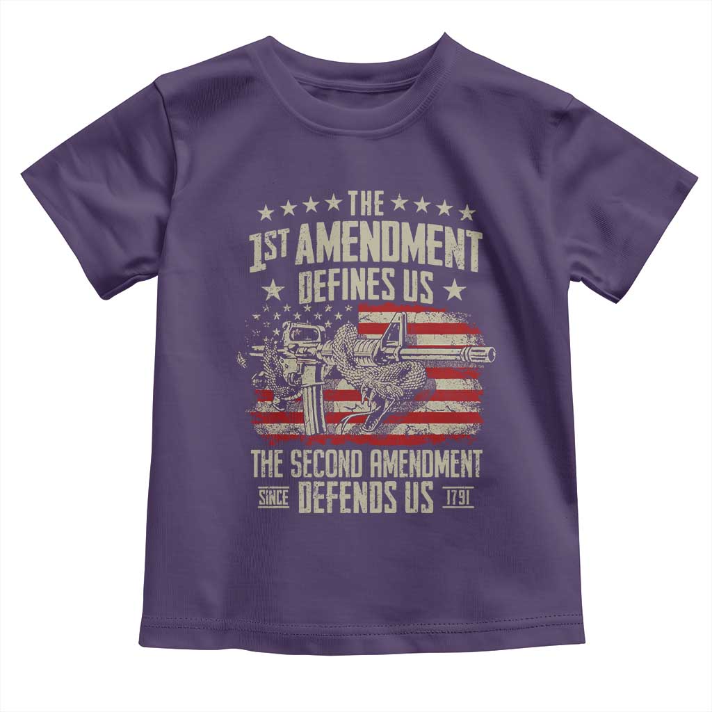 The 1st Amendment Defines Us The Second Defends Us Since 1791 Toddler T Shirt Vintage American Flag - Wonder Print Shop