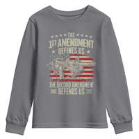The 1st Amendment Defines Us The Second Defends Us Since 1791 Youth Sweatshirt Vintage American Flag - Wonder Print Shop