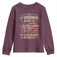 The 1st Amendment Defines Us The Second Defends Us Since 1791 Youth Sweatshirt Vintage American Flag - Wonder Print Shop