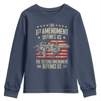 The 1st Amendment Defines Us The Second Defends Us Since 1791 Youth Sweatshirt Vintage American Flag - Wonder Print Shop
