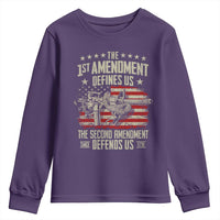 The 1st Amendment Defines Us The Second Defends Us Since 1791 Youth Sweatshirt Vintage American Flag - Wonder Print Shop