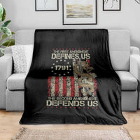 The First Amendment Defines Us The Second Defend Us Throw Blanket Vintage American Flag - Wonder Print Shop